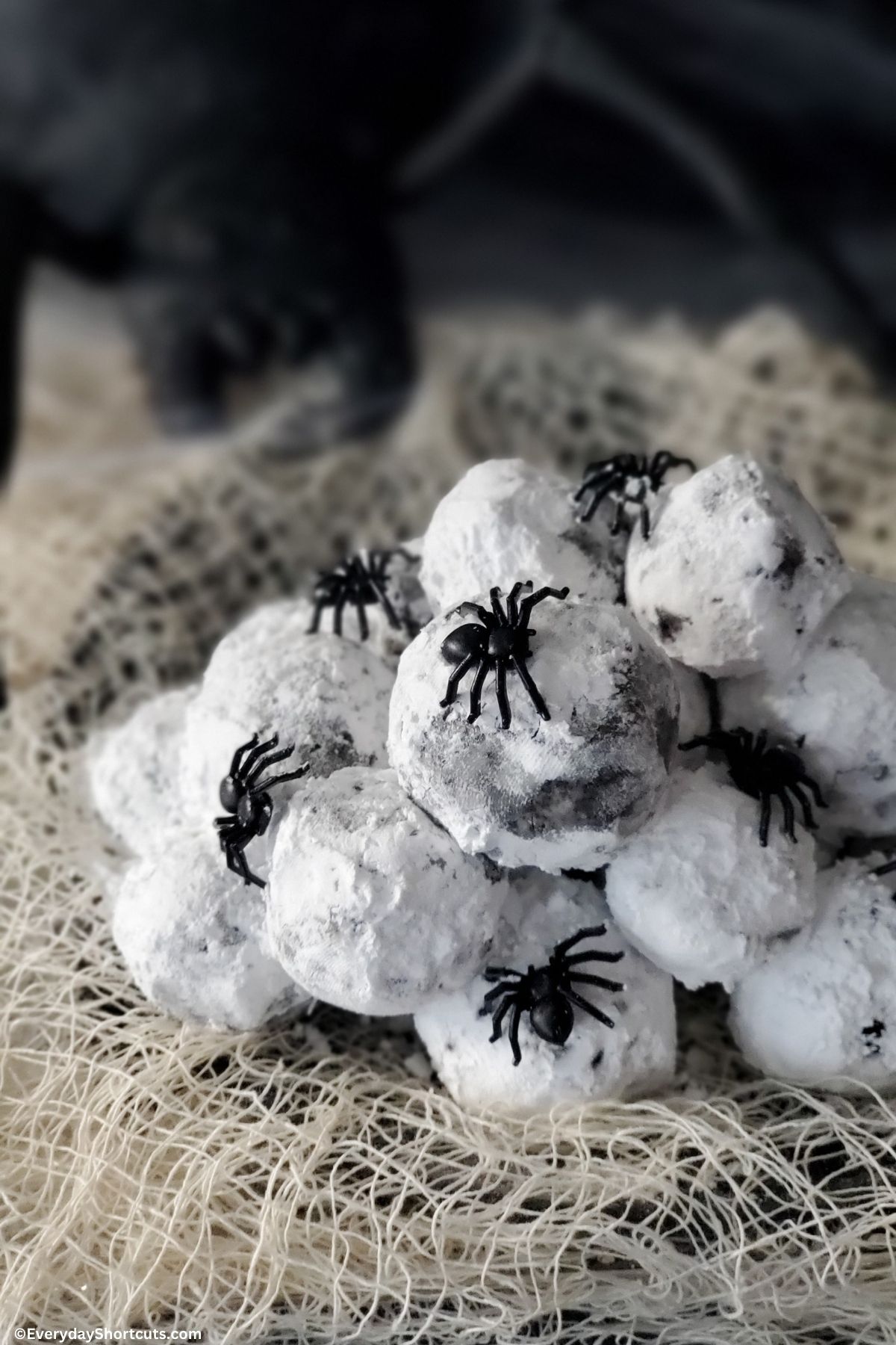 Oreo balls Halloween treats with mini plastic spiders