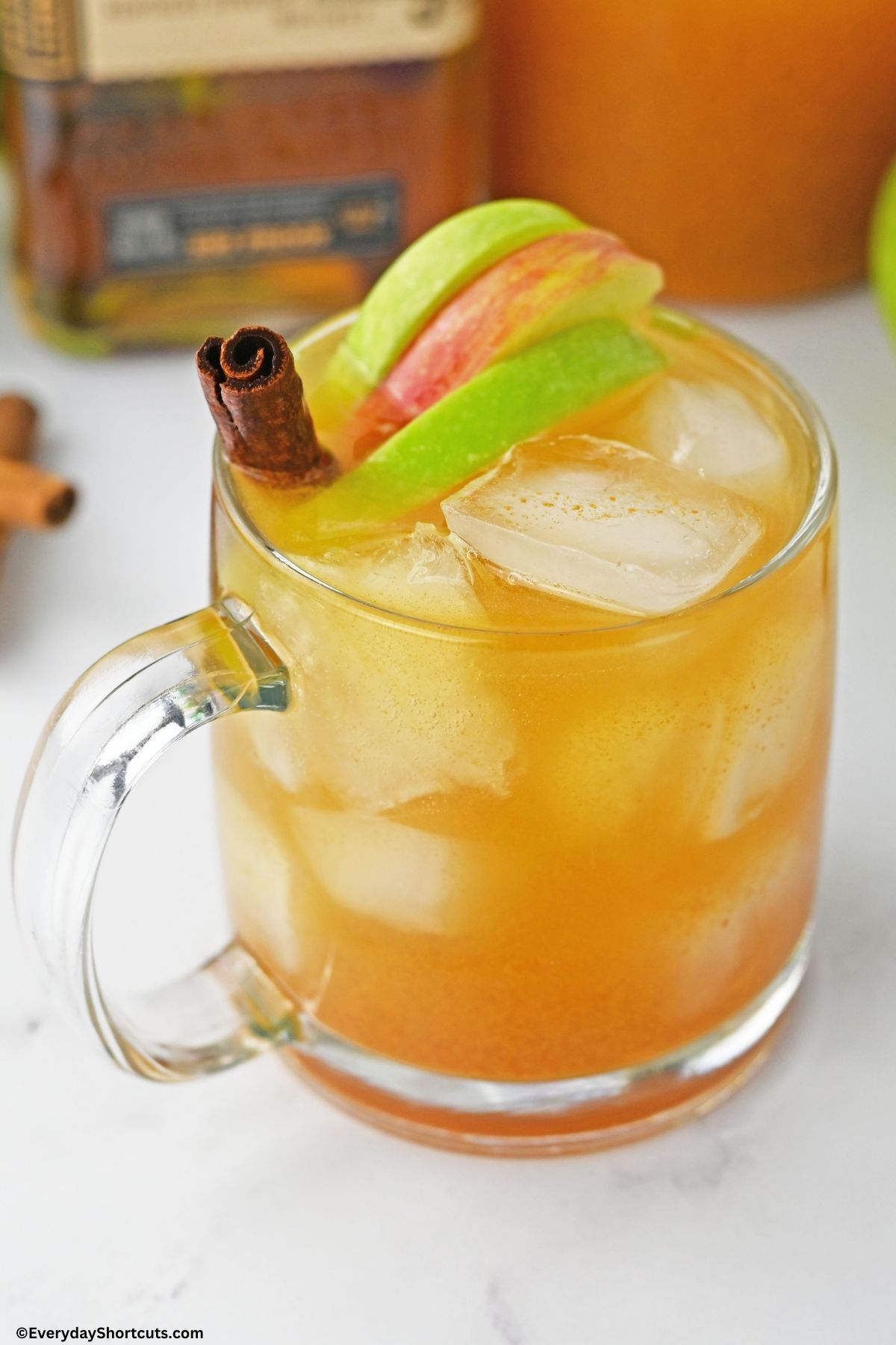 bourbon apple cider in a glass