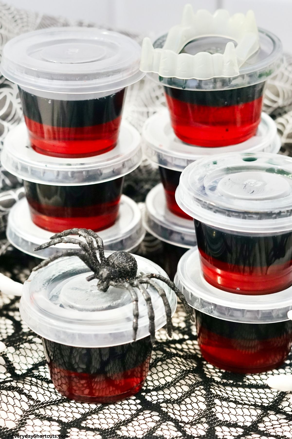 red and black layered jello shots
