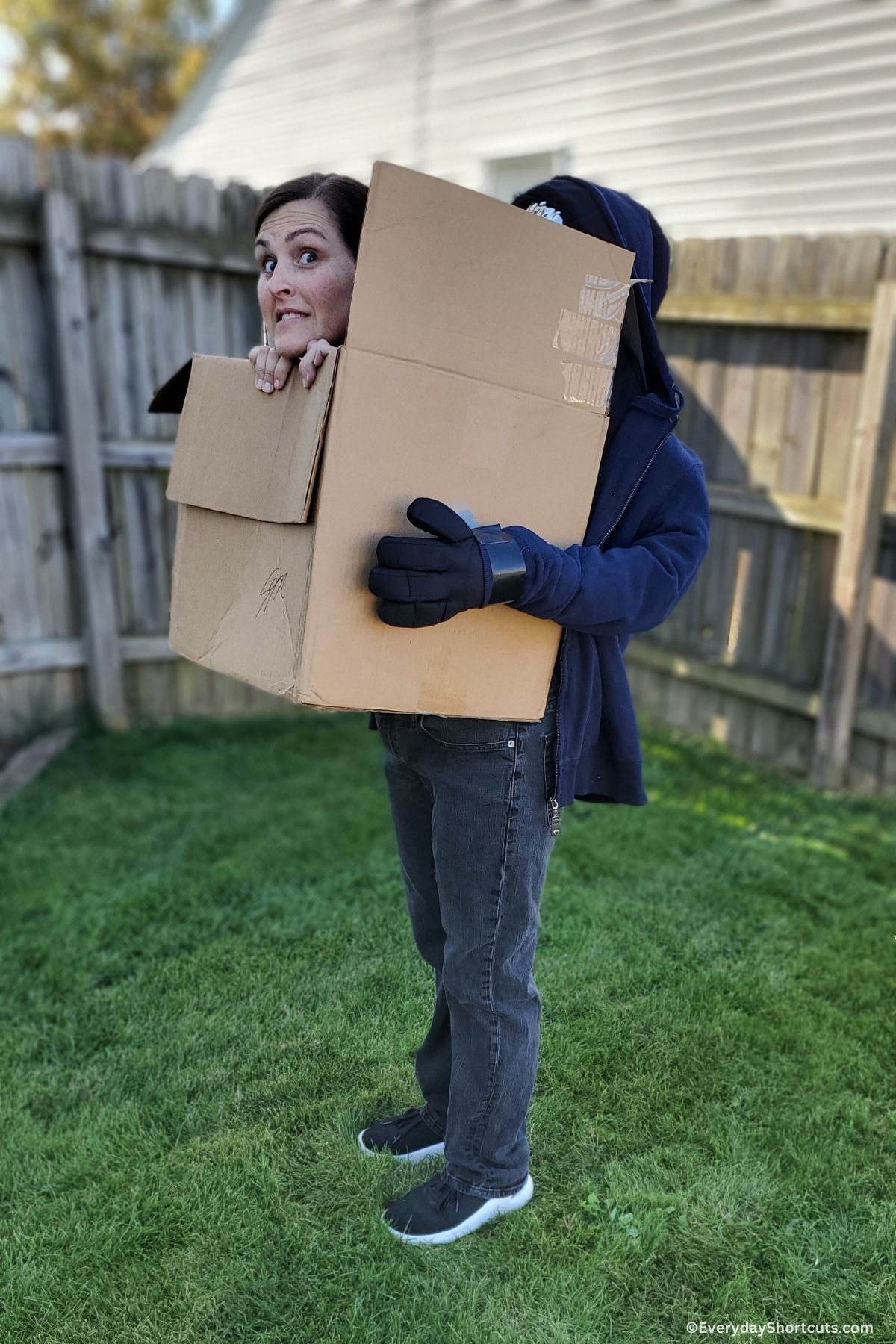 Frisky Gorilla Wears Cardboard Box on Her Head