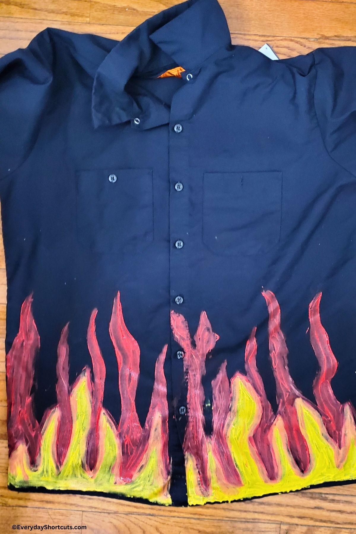 diy painted flames for guy fieri shirt