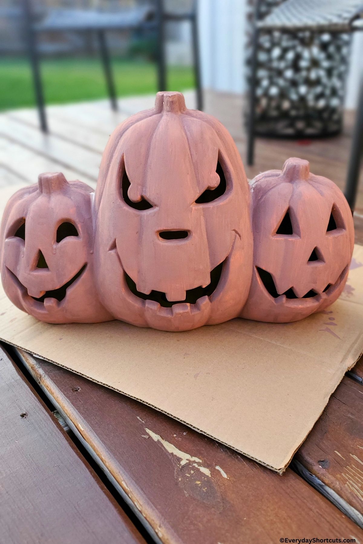 painted plastic pumpkins with acrylic paint