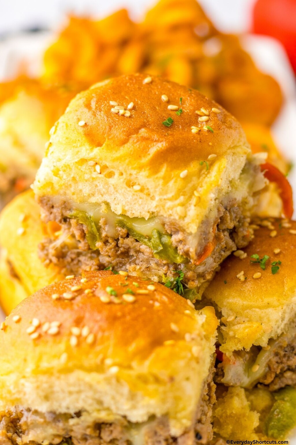 Philly Cheesesteak Sliders with Ground Beef - Everyday Shortcuts