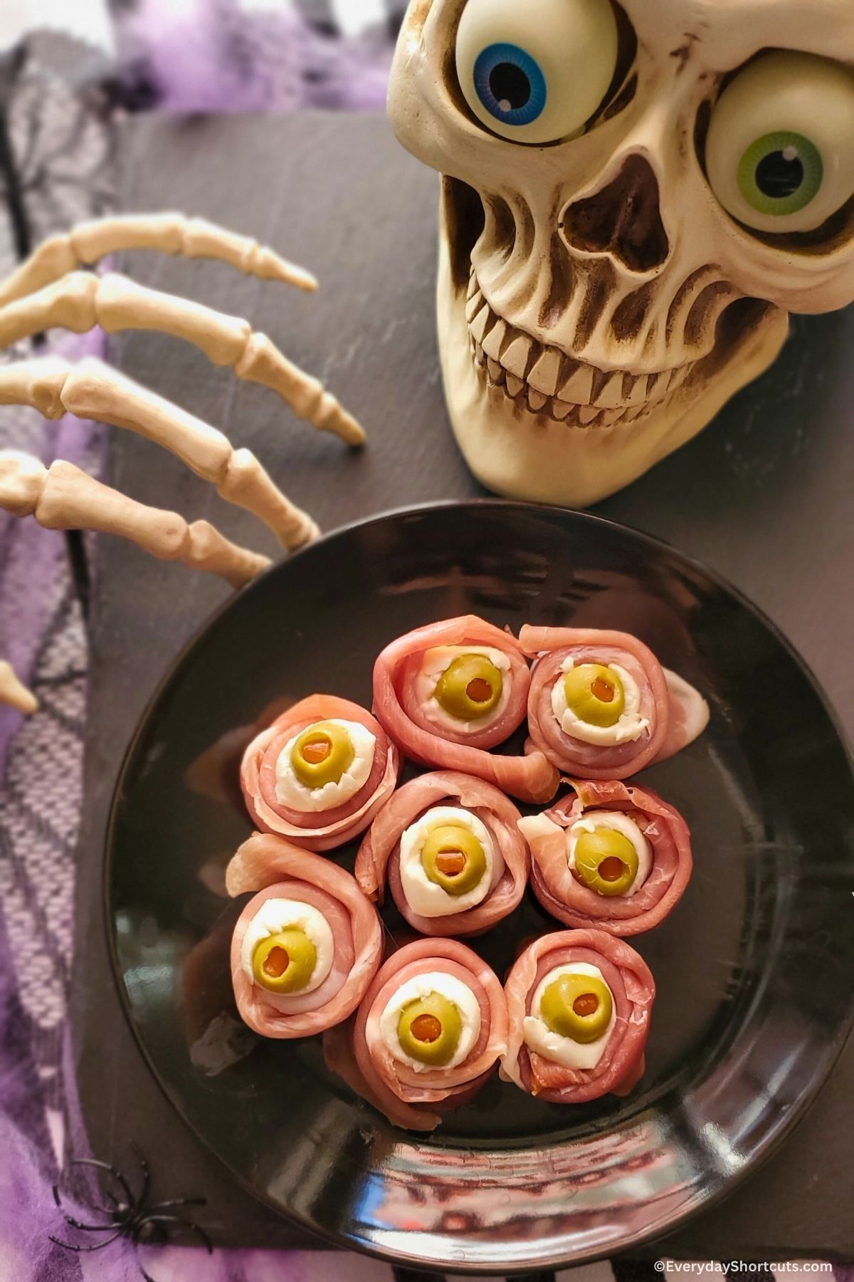 Halloween eyeball appetizer on a plate