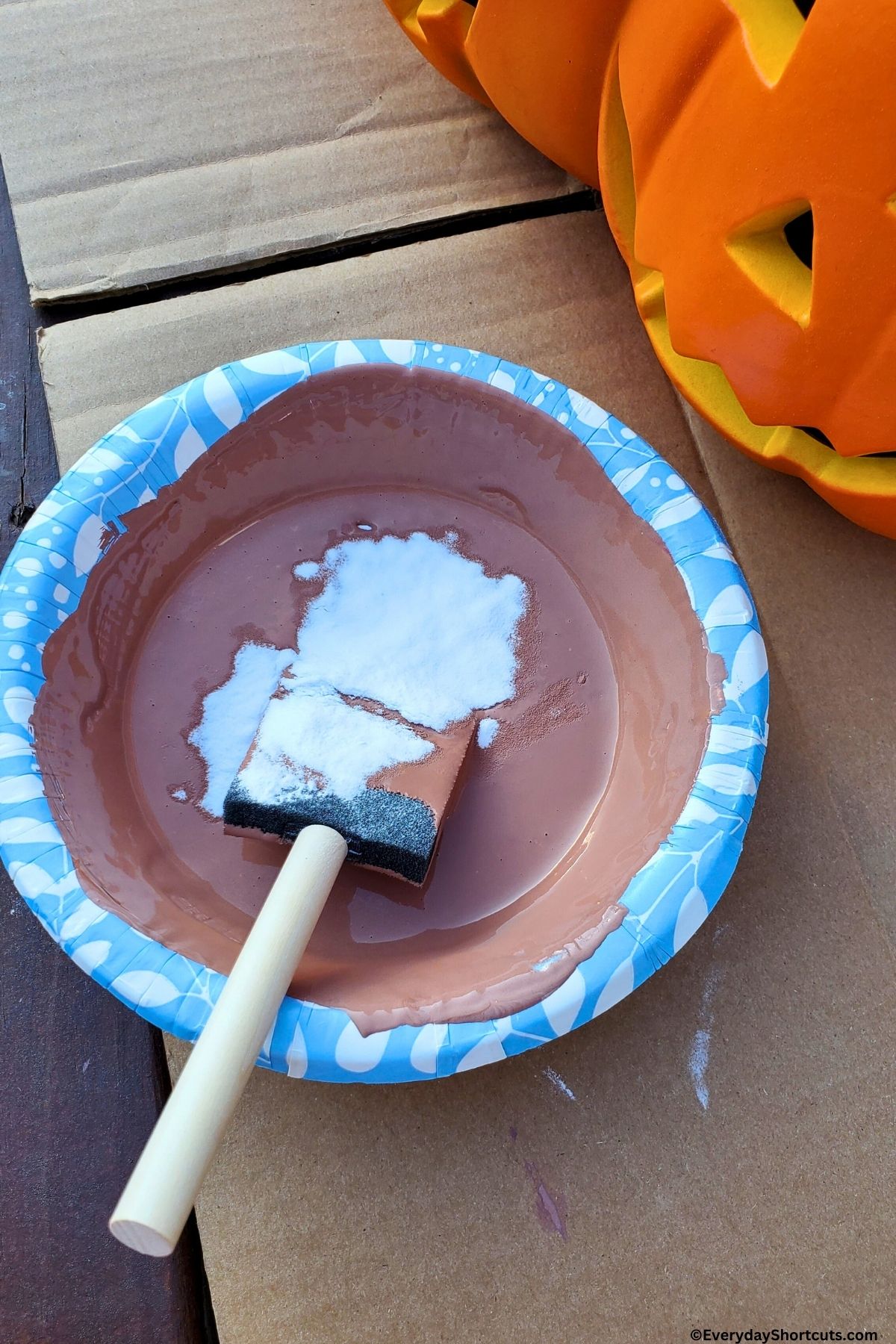 terracotta paint in a bowl with baking soda