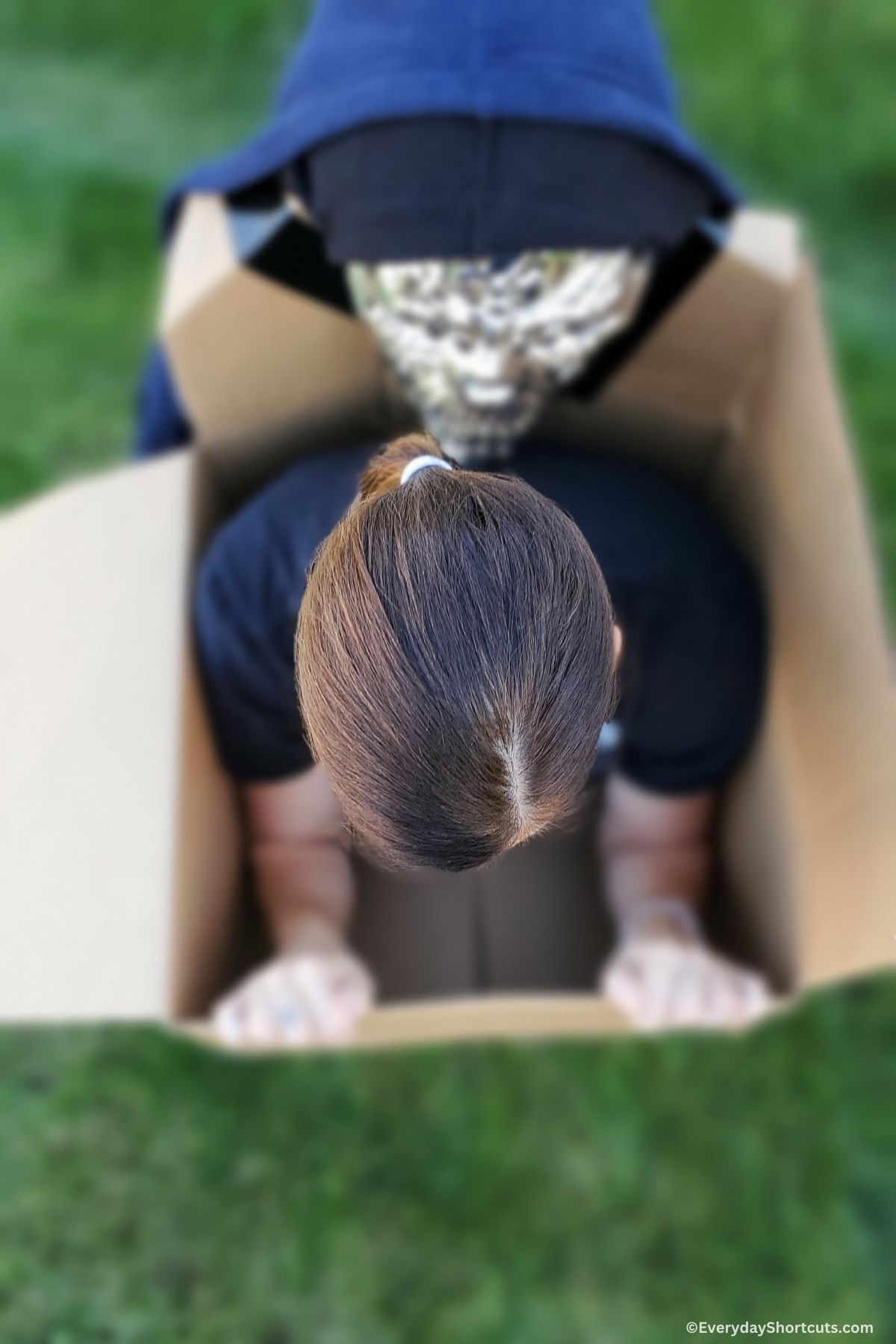 top view of carry me in a box costume