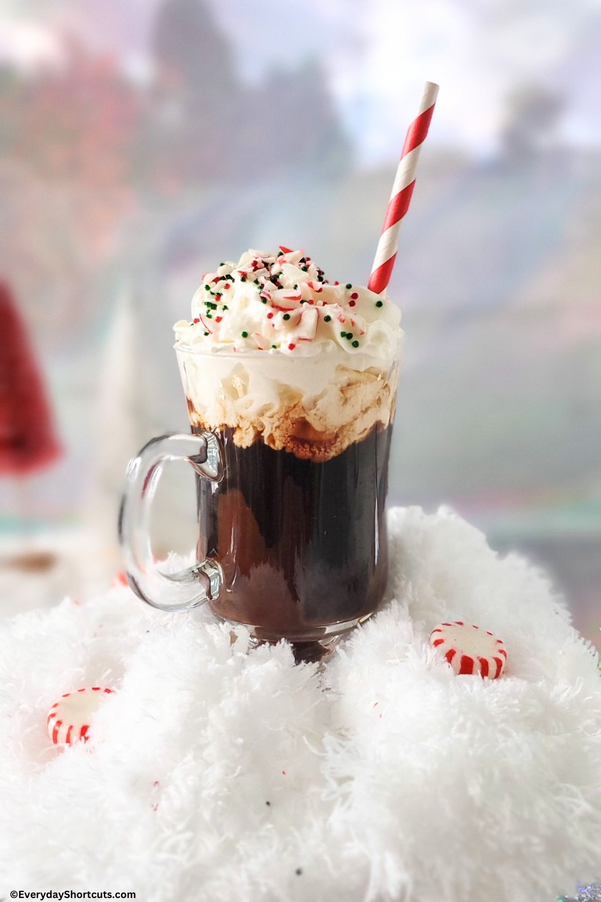 peppermint mocha cocktail with straw