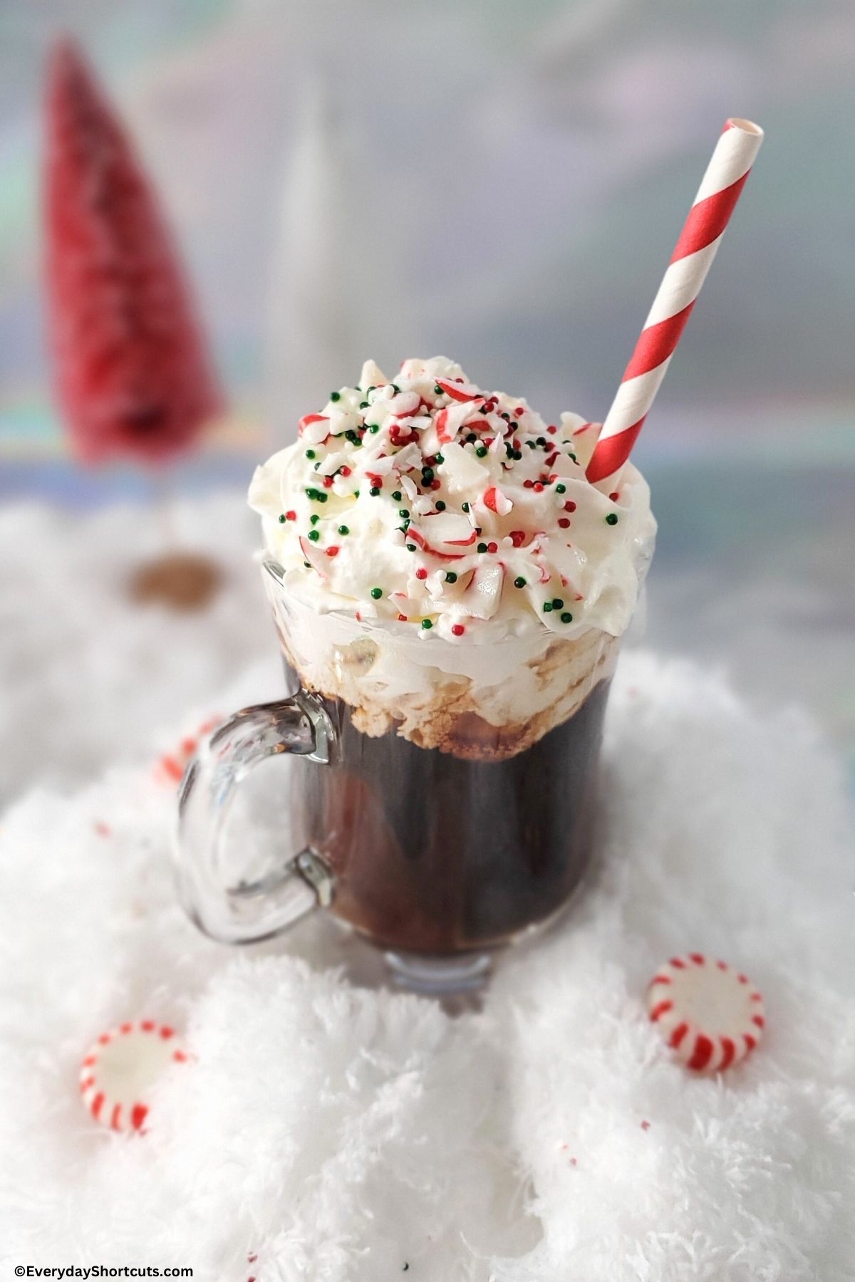 peppermint patty cocktail with sprinkles