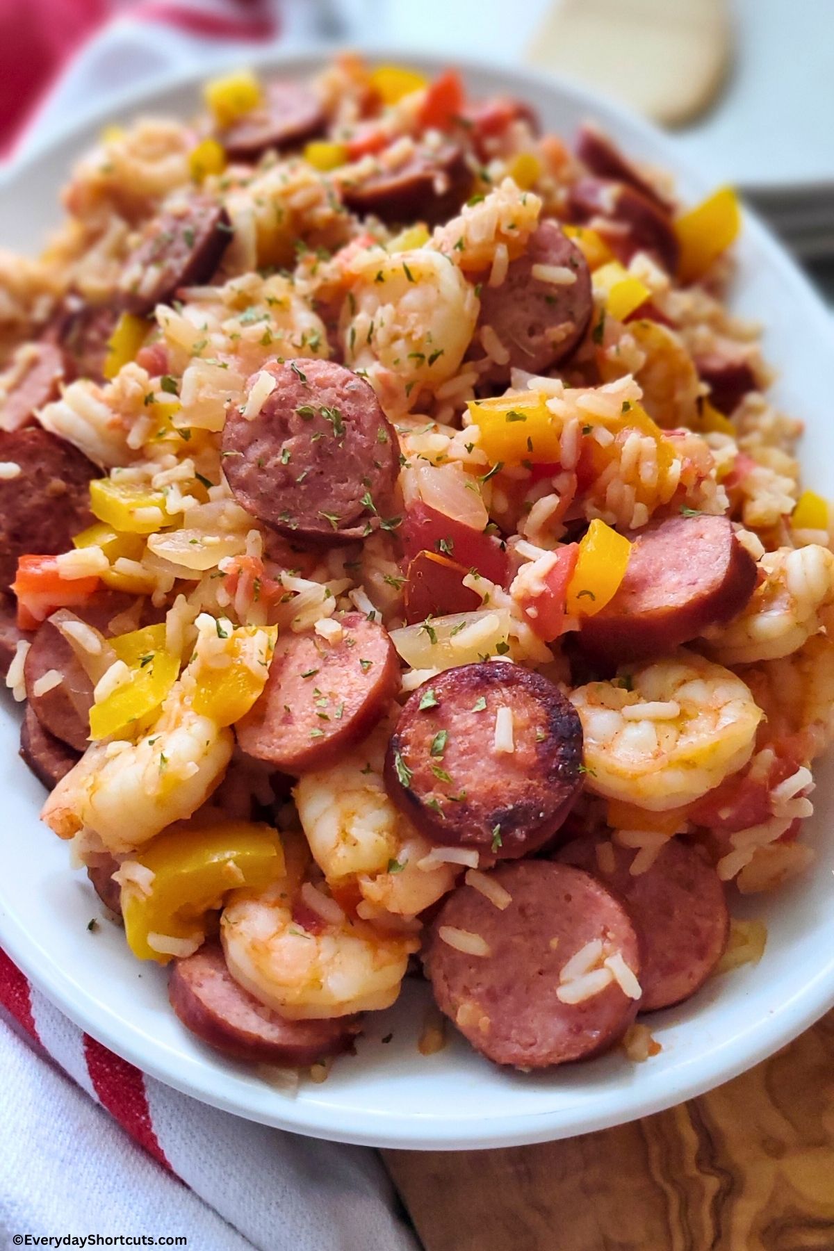 shrimp and sausage jambalaya on a plate