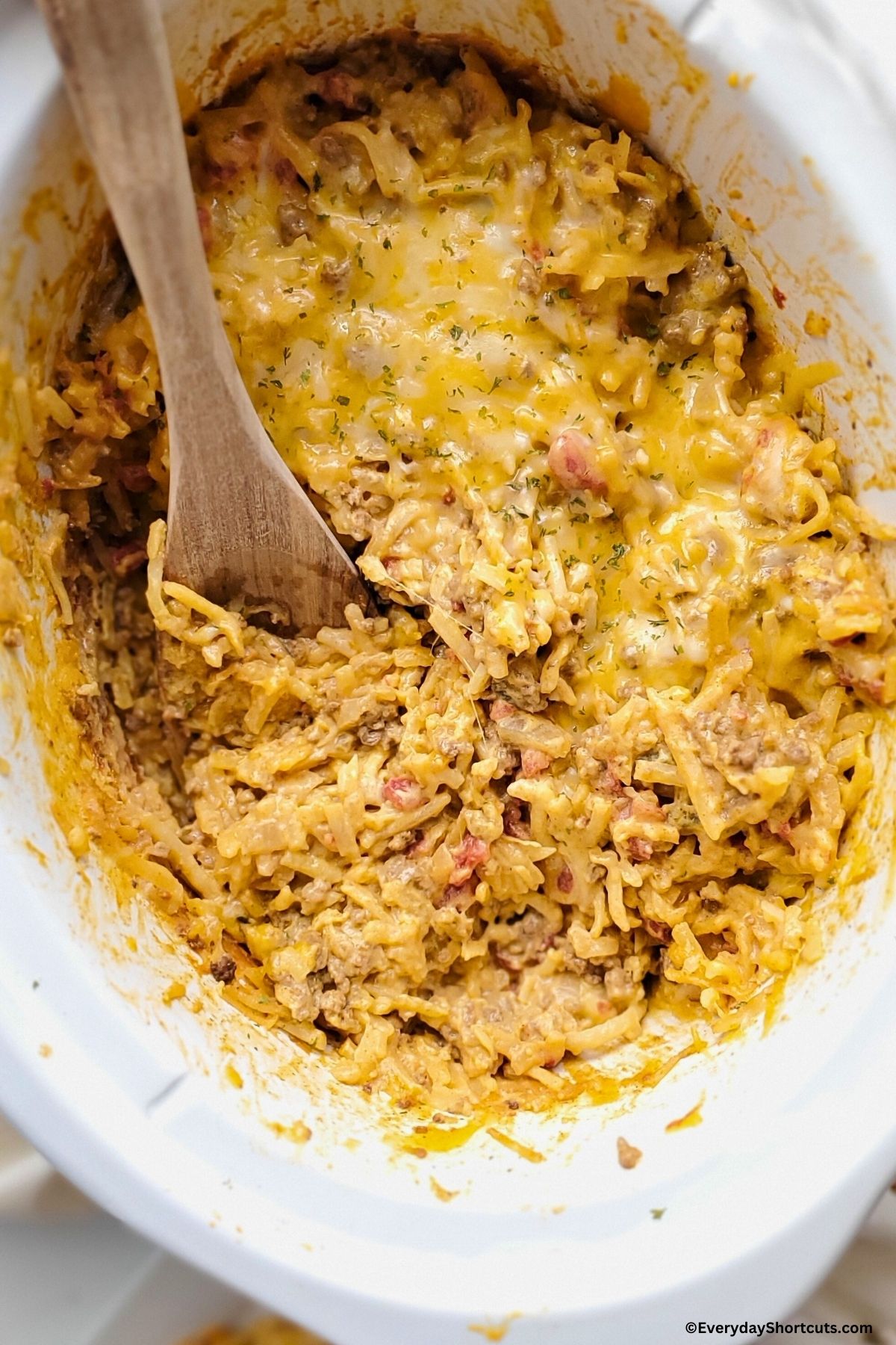cheesy taco hashbrowns in a slow cooker
