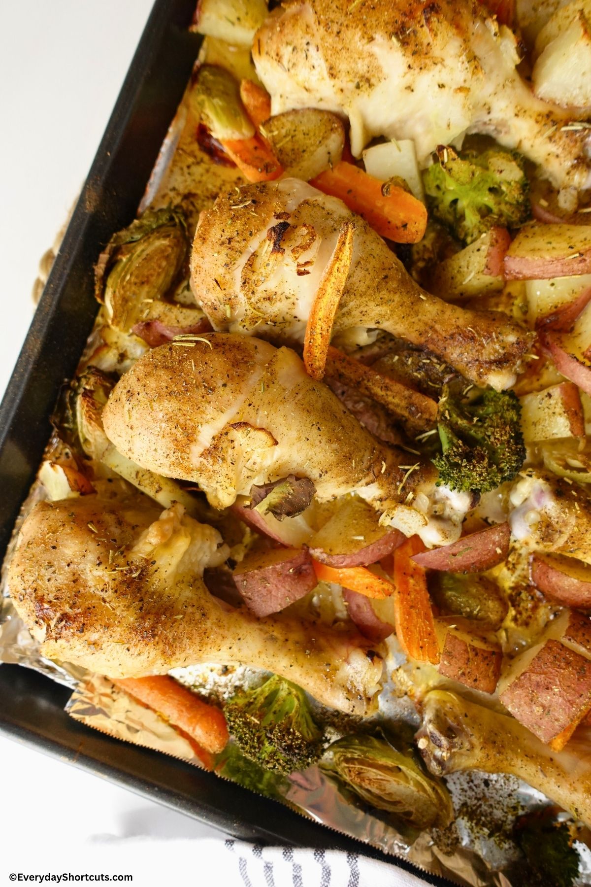 cooked chicken legs and veggies