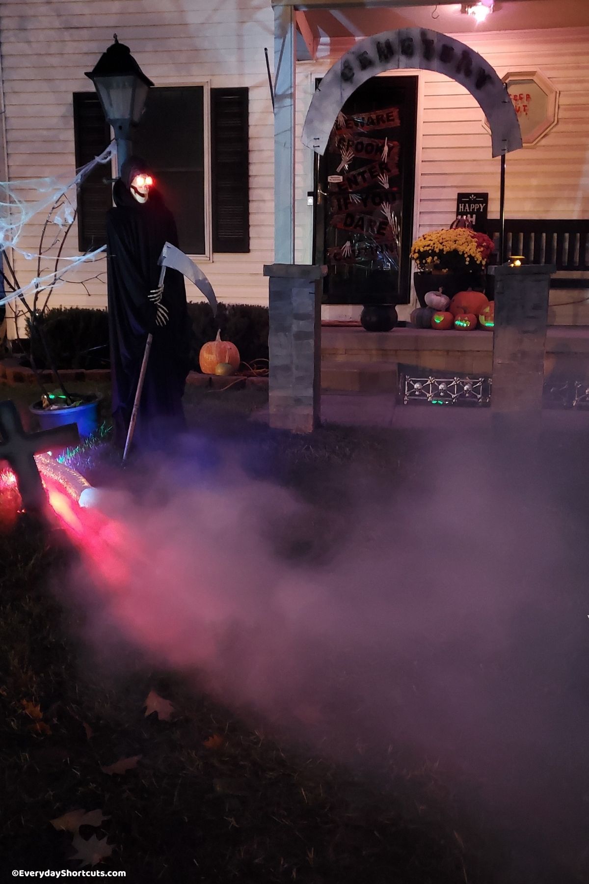 spooky DIY Halloween graveyard with fog