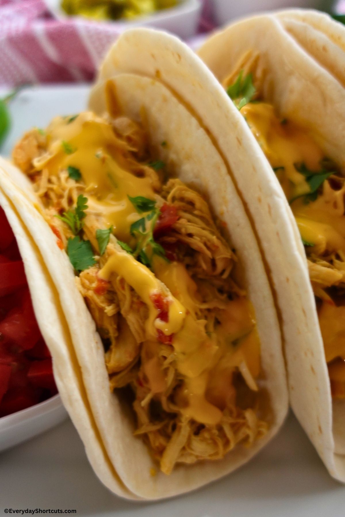chicken tacos with queso