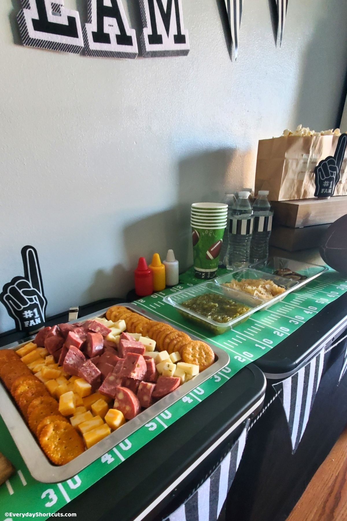 snacks and condiments for football party