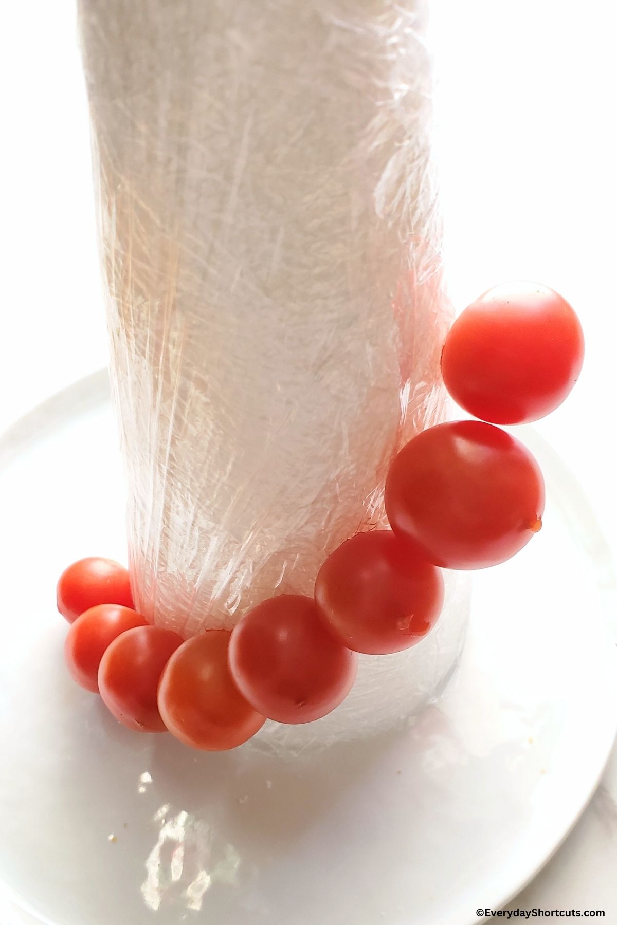 tomatoes on a styrofoam cone with toothpicks