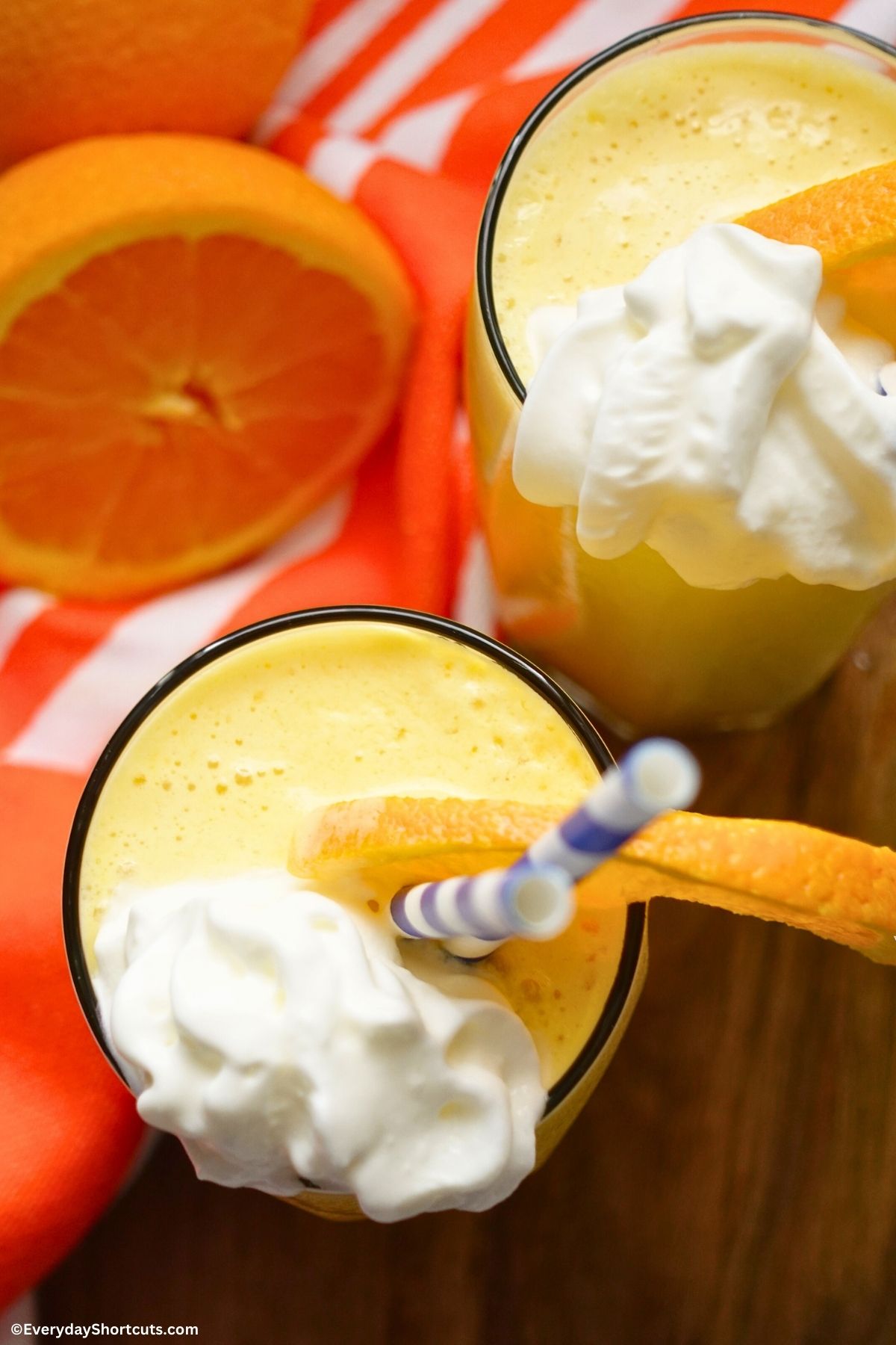 orange smoothie with whipped cream