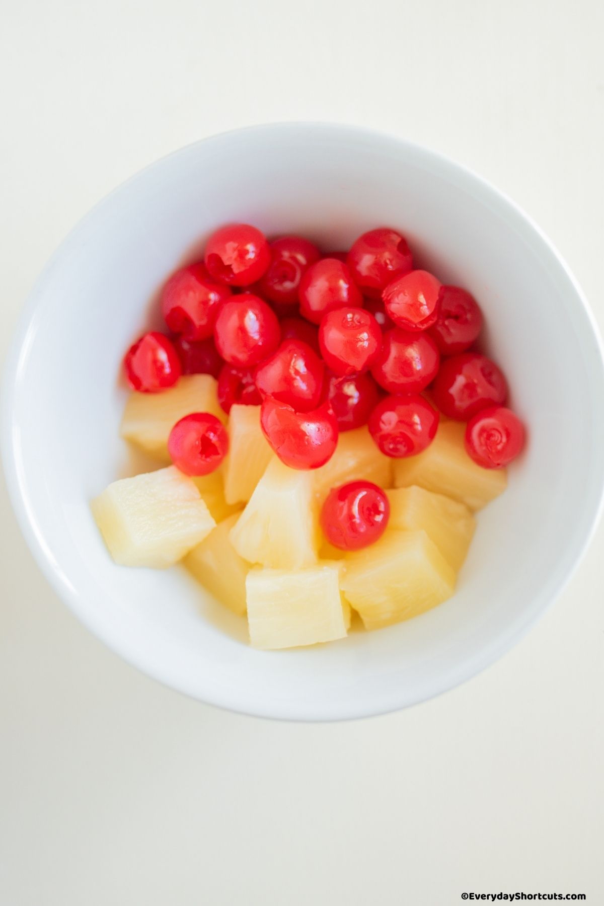 maraschino cherries and pineapple chunks