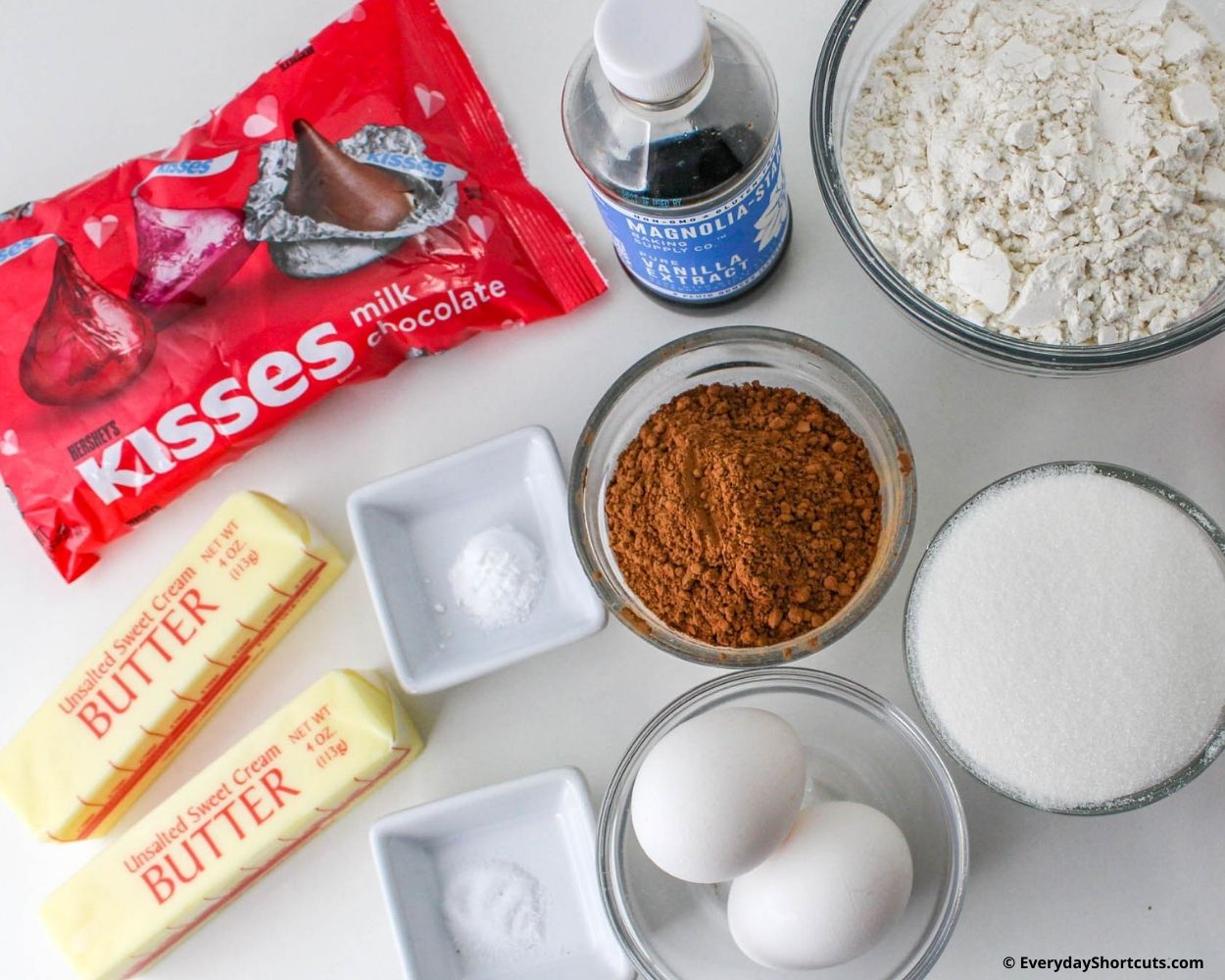 ingredients for Easter chocolate blossom cookies