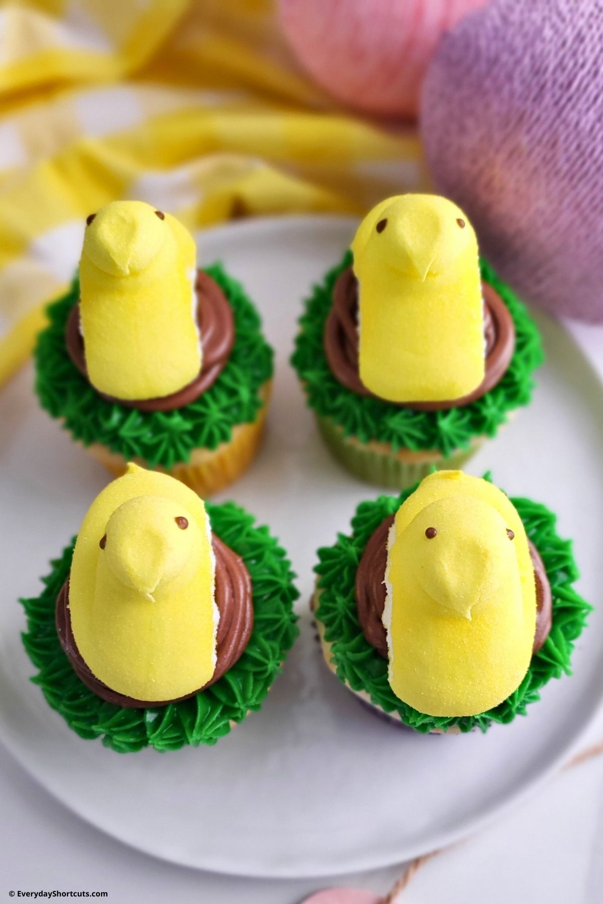 Easter Peeps birds nest cupcakes