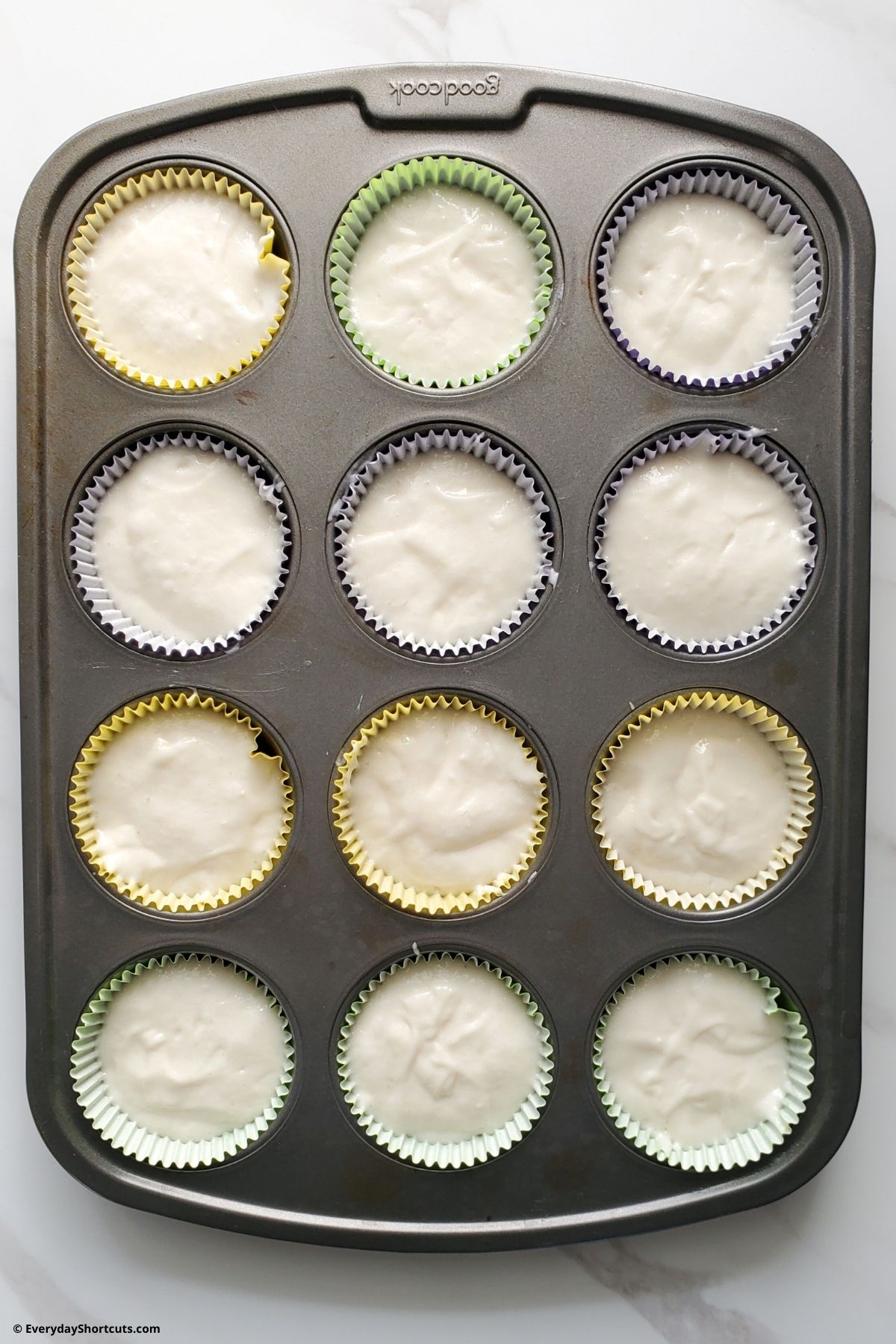 cupcake batter in muffin tins