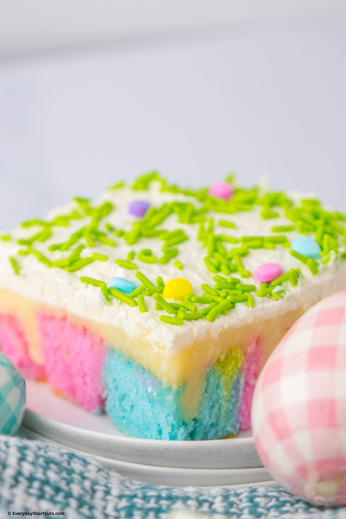 pastel colors in cake with whipped topping