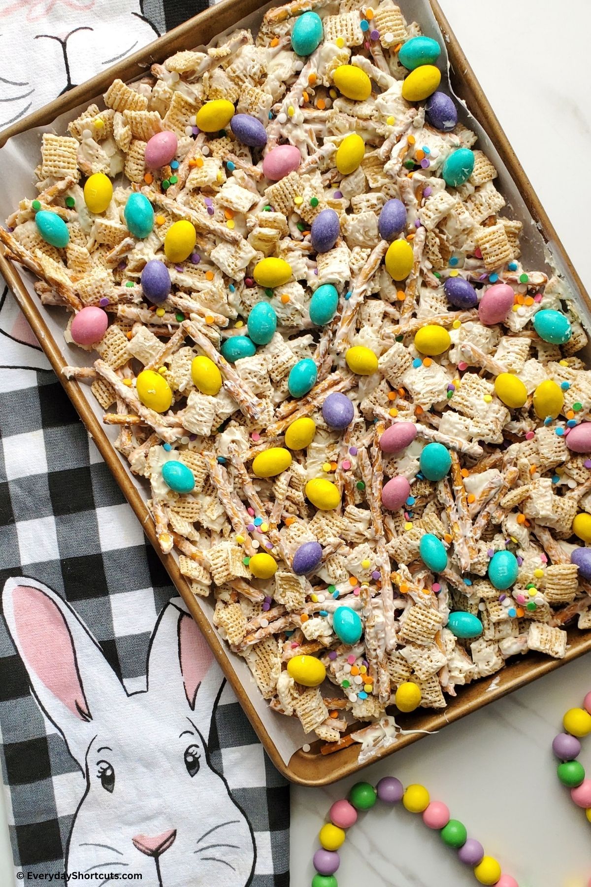 Easter trail mix on a baking tray