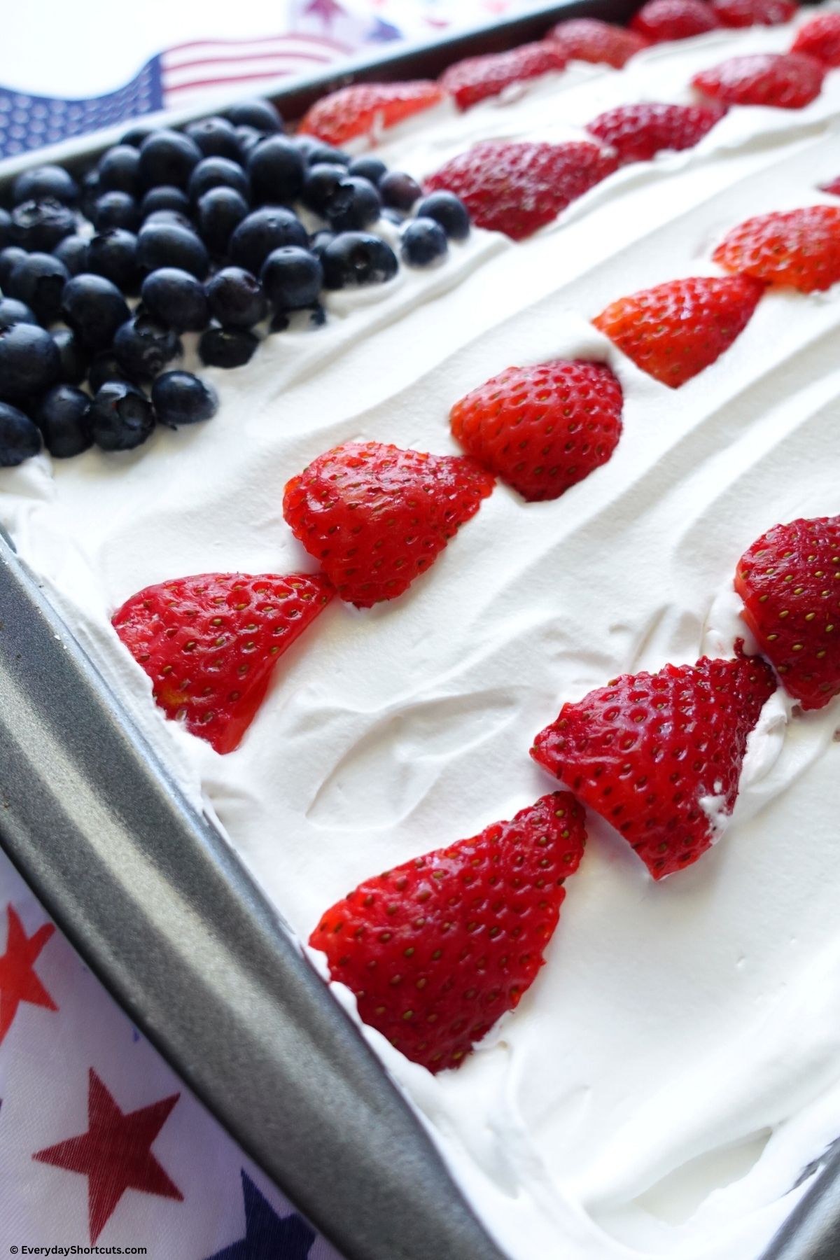 blueberries and strawberries flag cake