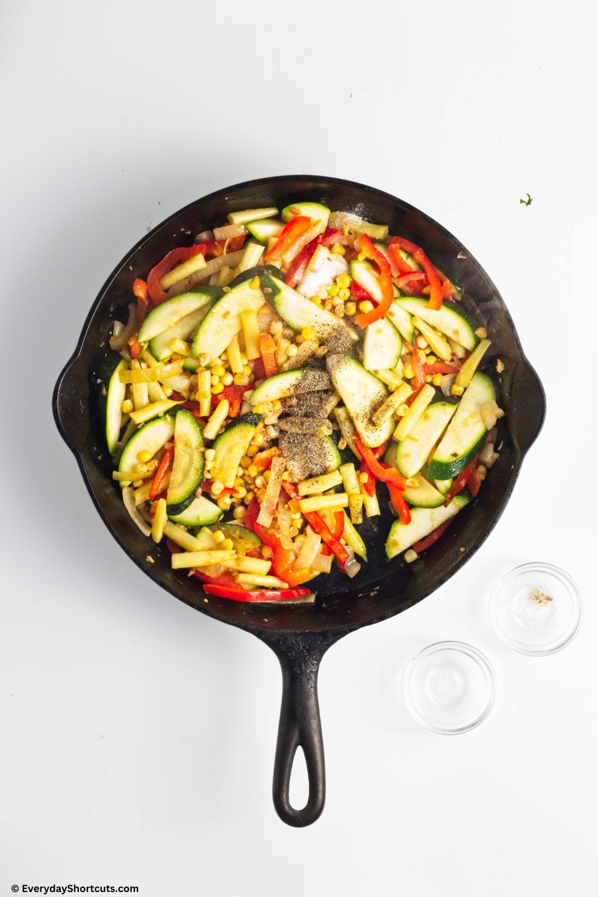 cooking vegetables in a pan