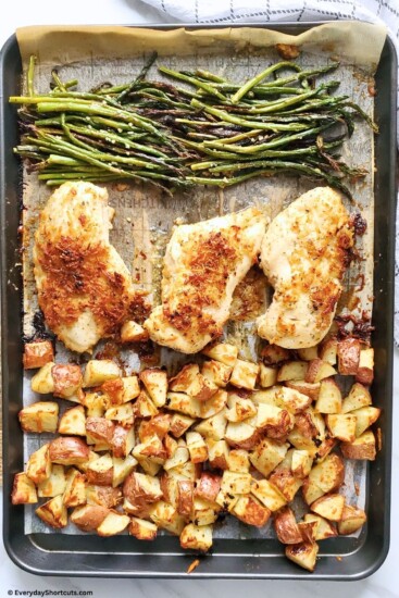 Parmesan Crusted Chicken and Veggies Sheet Pan Dinner - Everyday Shortcuts