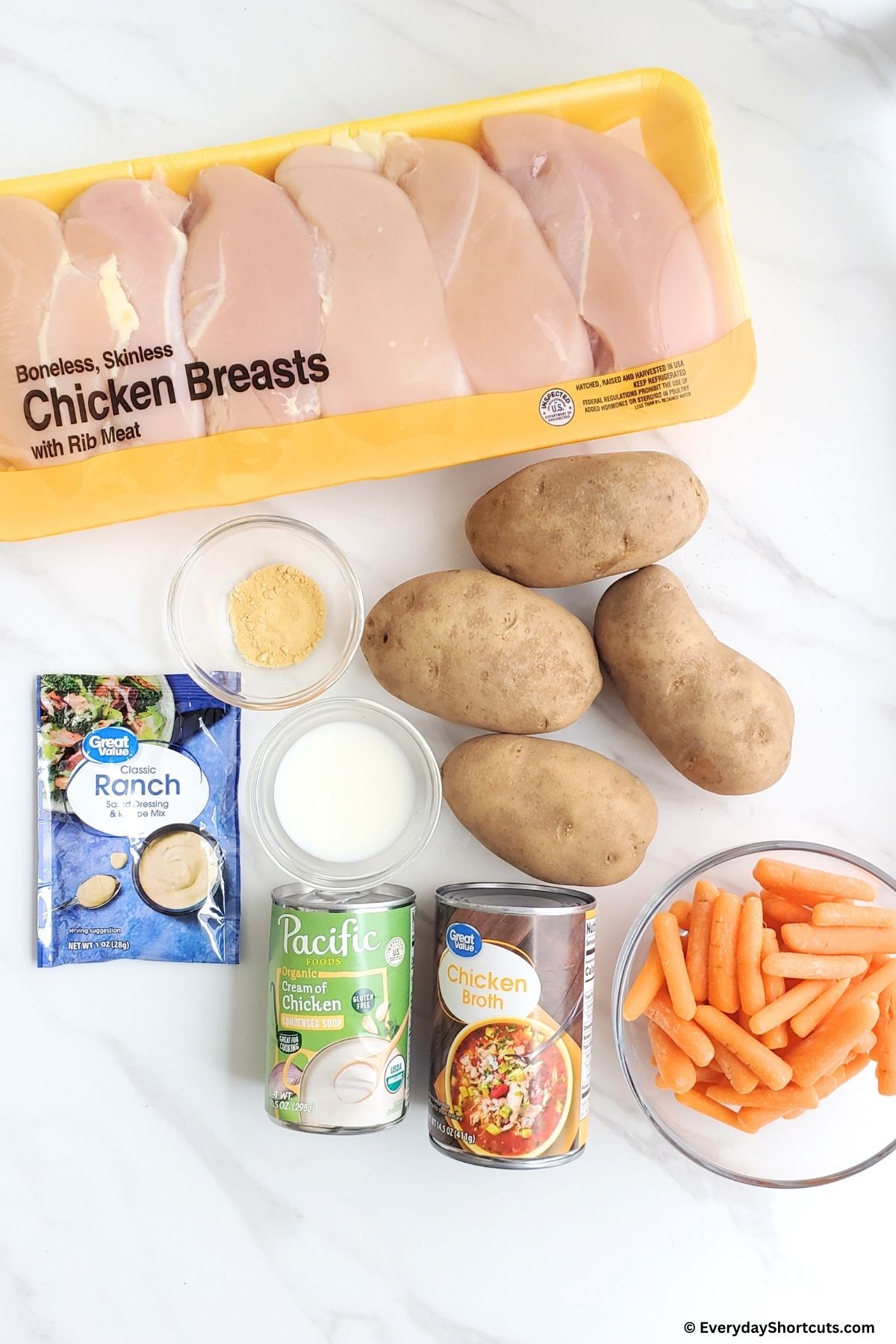 ingredients for ranch chicken and potatoes