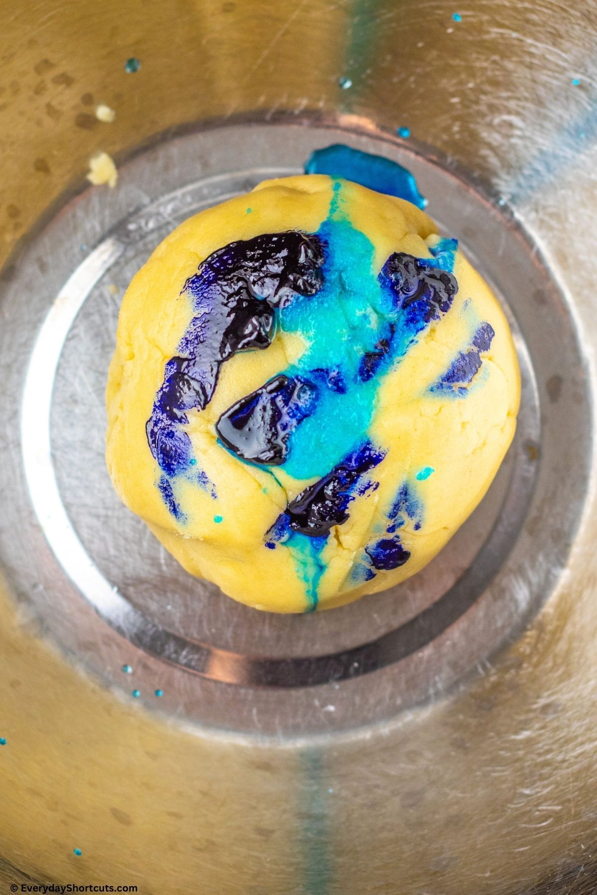 blue dye and cookie dough