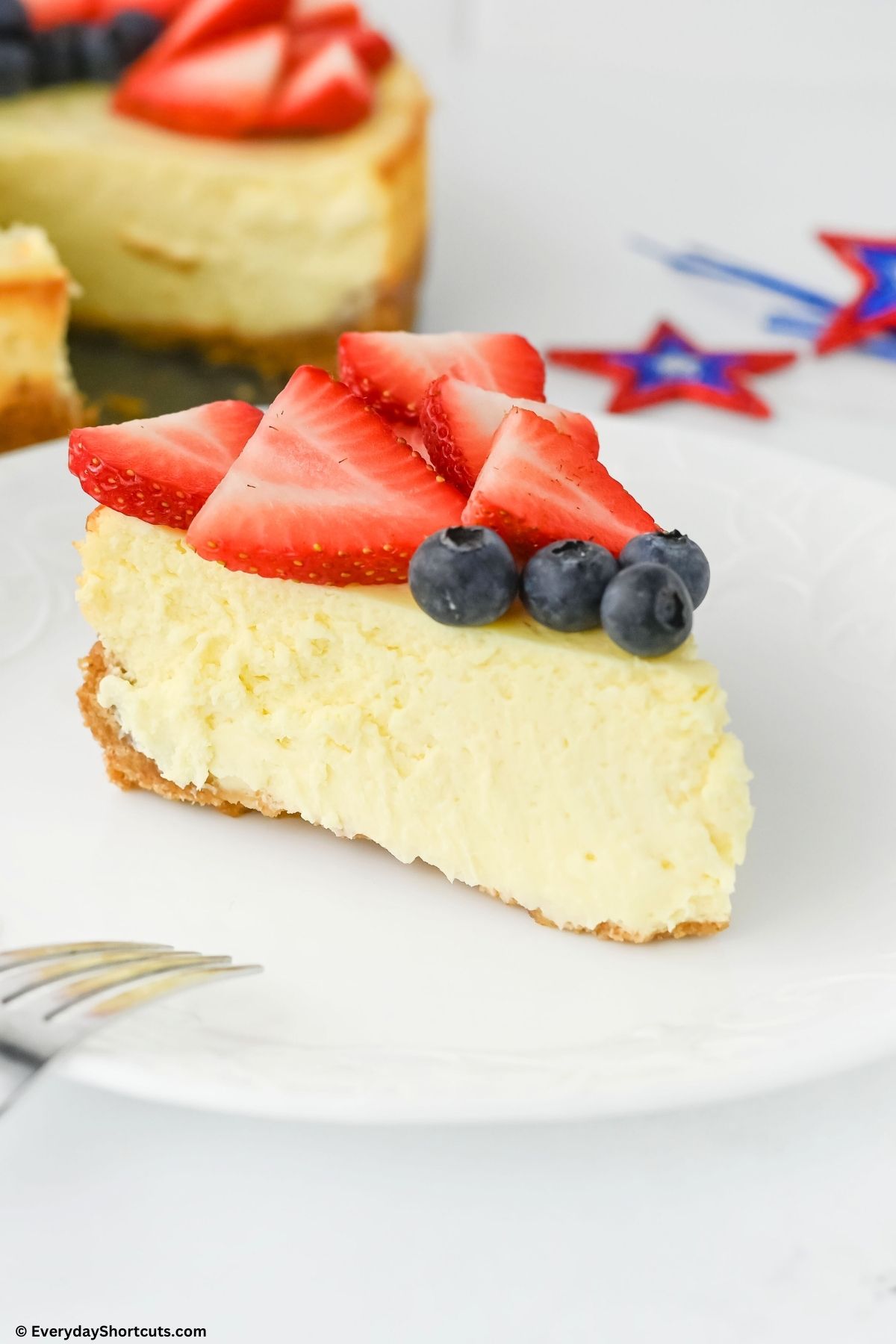 slice of patriotic cheesecake