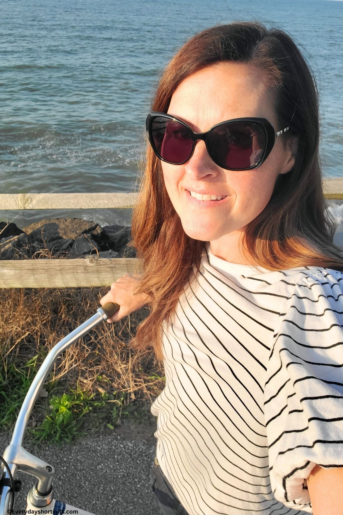 riding a bike along Lake Erie