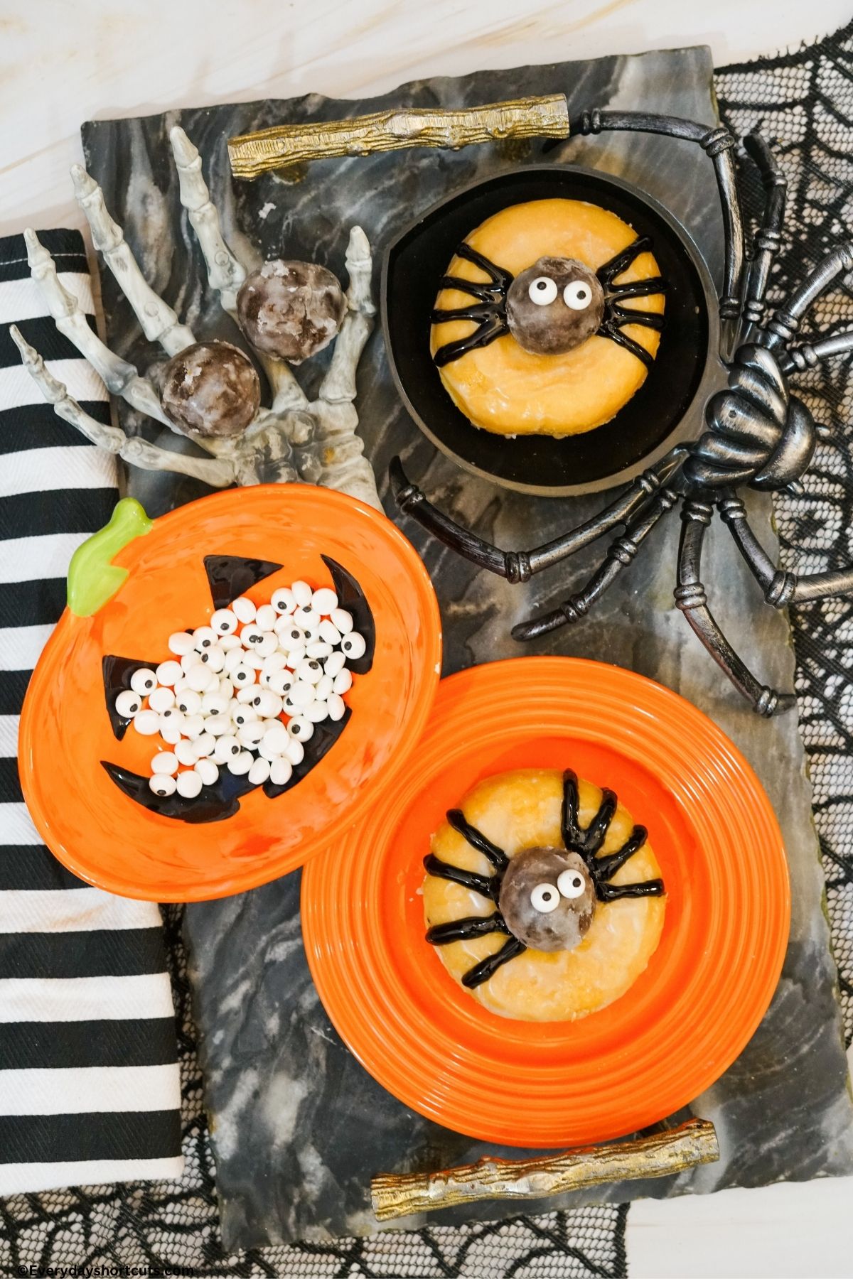 Halloween donuts on plates