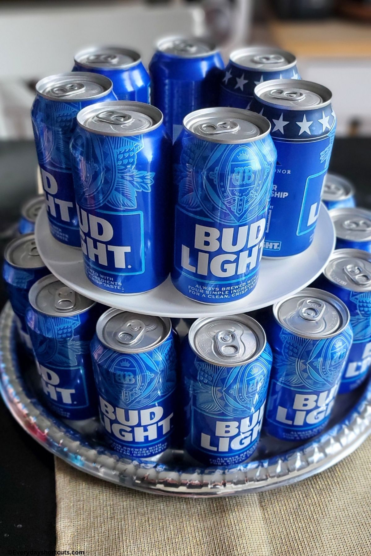 second layer of beer cans