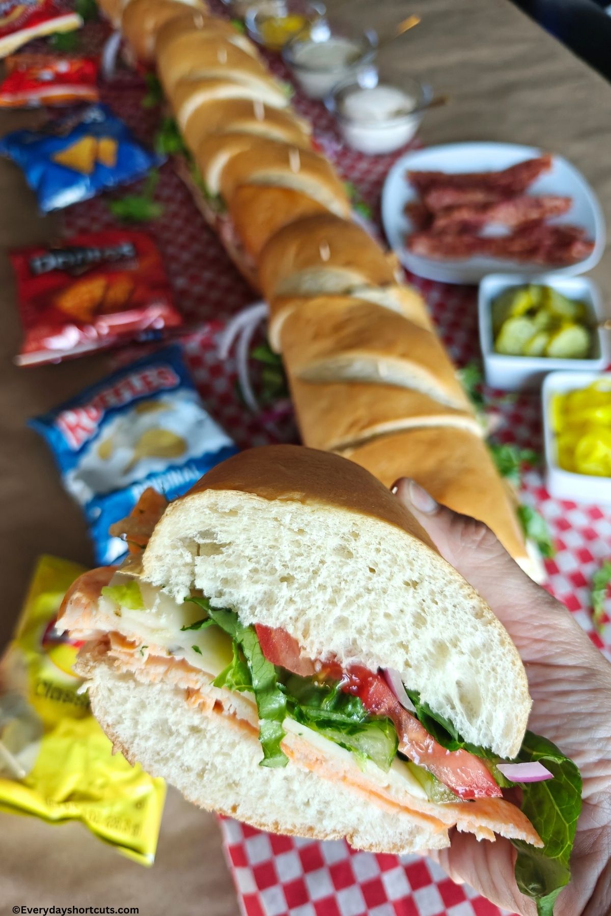 lunch meat on Italian bread