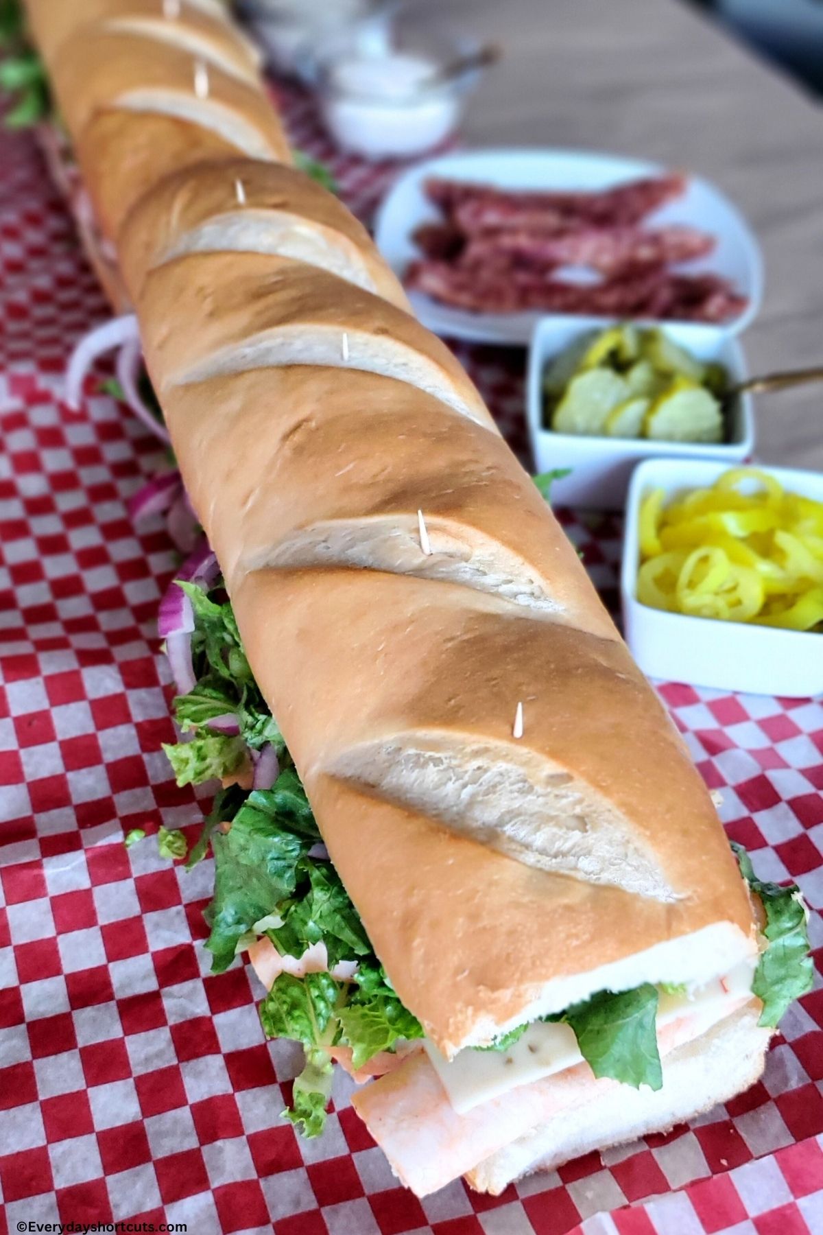 extra large sandwich with lunch meat