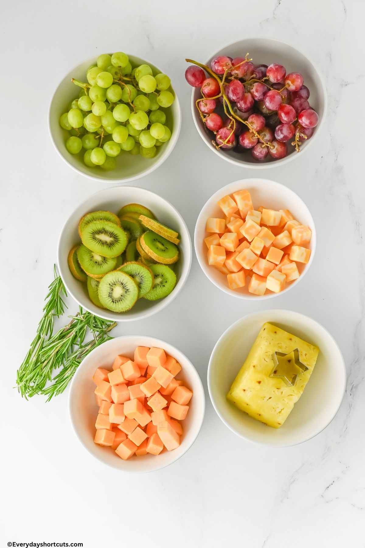 ingredients for Christmas tree fruit and cheese platter