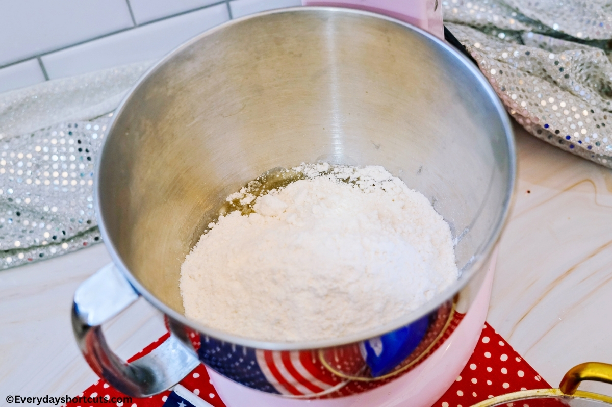 cake mix batter in a mixing bowl