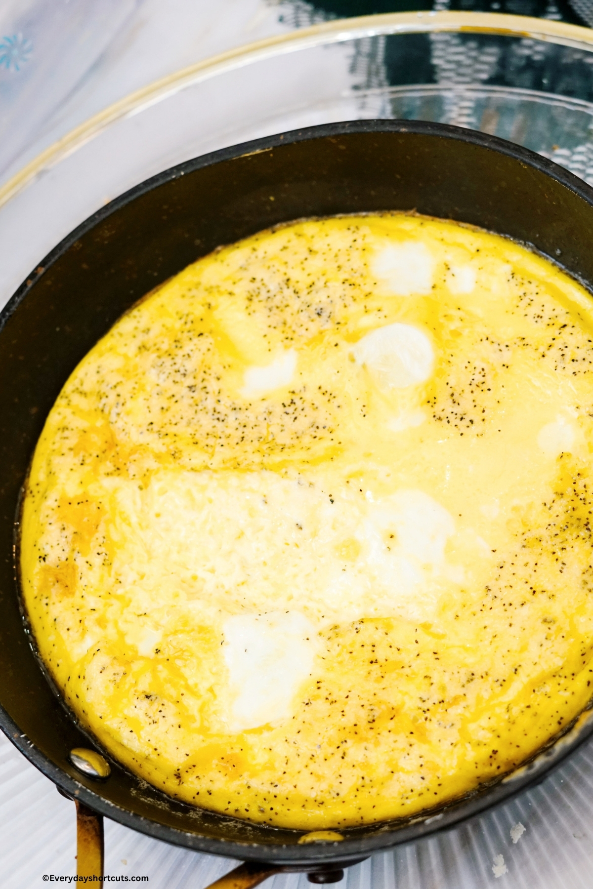 cooked egg patty in a pan