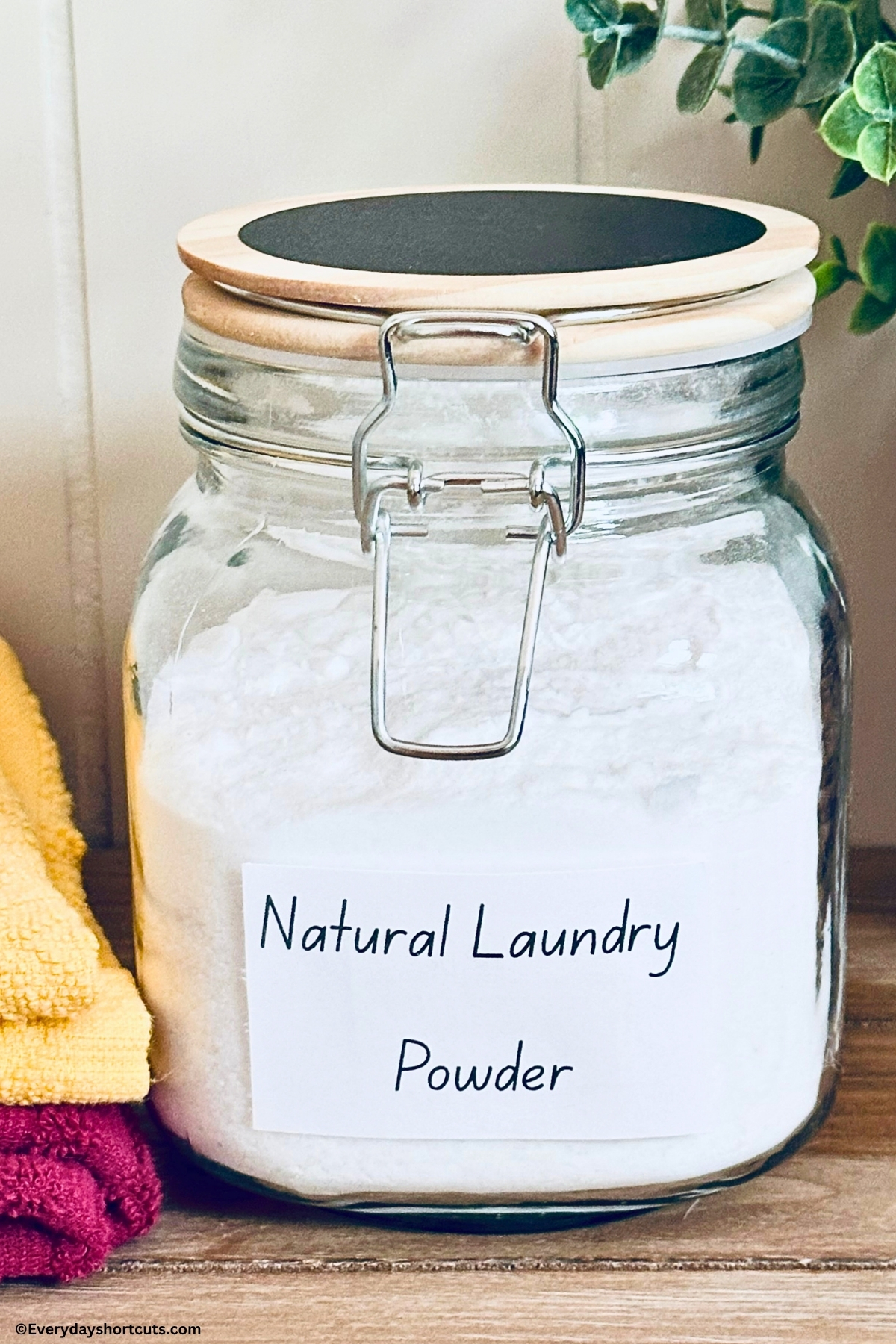 up close jar of natural powder laundry detergent